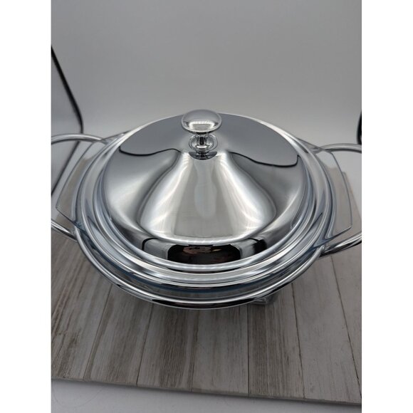 International Silver Modernist 2 Quart Round Food Warmer Dish Chafing Casserole - Picture 2 of 8